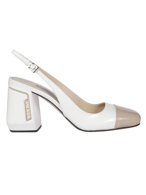 prada white block heels|Prada heels price.